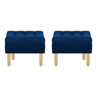 Bodevir - Set Pouf Wood 1C Felpa 05 Azul Marino