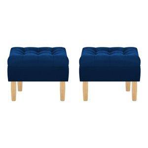 Bodevir - Set Pouf Wood 1C Felpa 05 Azul Marino