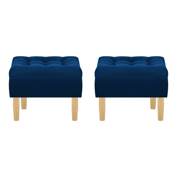 Set Pouf Wood 1c Felpa 05 Azul Marino