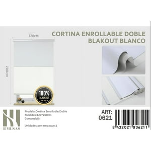 Mundo Shopping - Cortina Enrrollable Blackout Blanco 120X200Cm