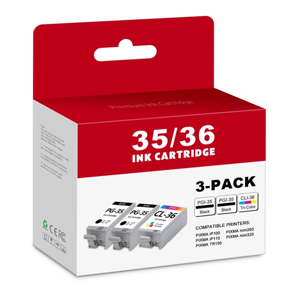 Cartucho de Tinta ZXTZX PGI-35 CLI-36 Paquete de 3 para Canon