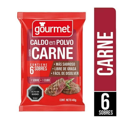 Caldo En Polvo Sabor Carne (6 Sobres) Bolsa 48 G Gourmet
