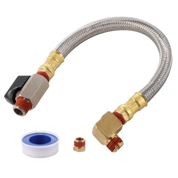 Manguera de acero trenzado de 10 cm con 1/4 NPT, adaptador de latón de 1/4 a 3/8