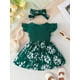 thumbnail image 5 of 2pcs Baby Girls Casual Floral Graphic Print Bowknot Fly Sleeve Dress & Headband Set Clothes, 5 of 5