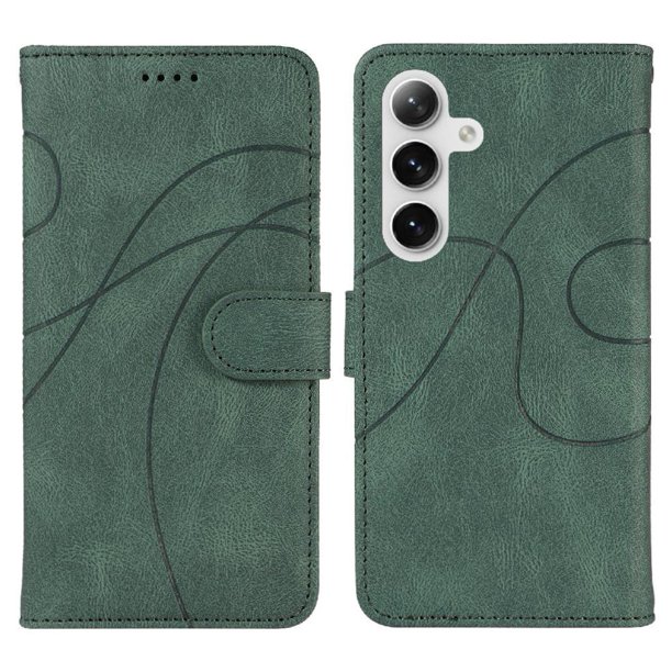 Funda tipo cartera con tapa para Samsung Galaxy S25 con tarjetero, soporte y cubierta magnética Verde