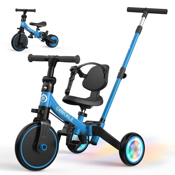 Triciclo GOBOKLE 5 en 1 para Niños con Manija de Empuje Azul