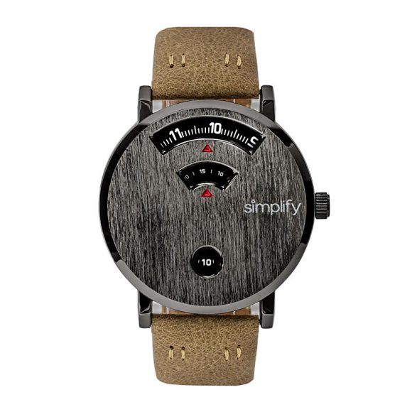 Reloj Simplify The 7000 con correa de piel color marrón grisáceo para hombre