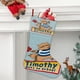 thumbnail image 2 of Timothy va a la Escuela Tema: Calcetines de Navidad, fino lino blanco para colgar en escaleras y chimenea, decoración navideña para el hogar, regalo de Navidad. 45cm × 32cm, 2 of 5