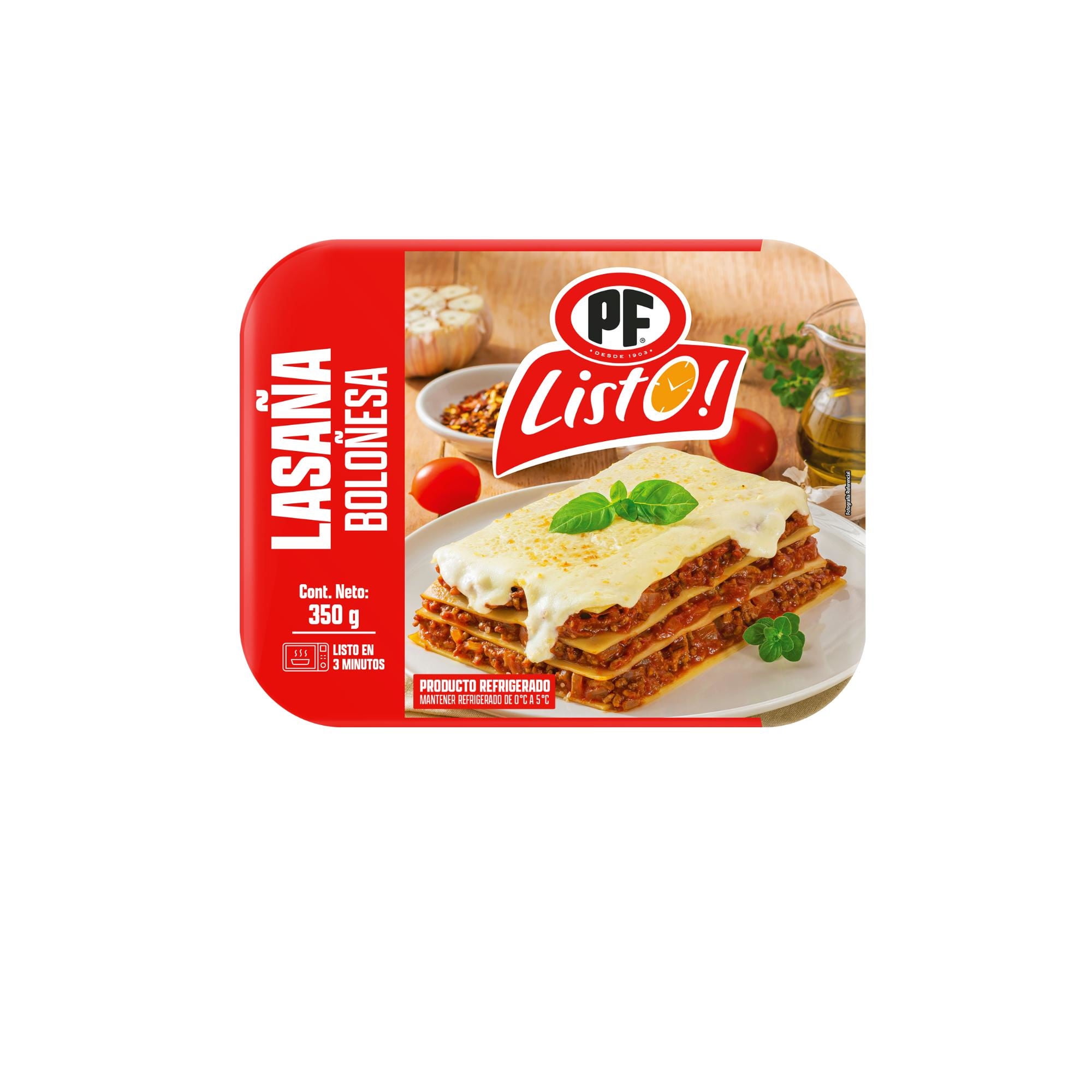Lasaña Boloñesa Refrigerada 350 g PF Listo