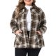 thumbnail image 1 of Agnes Orinda Conjuntos de Halloween para Mujer Tallas Grandes Chaqueta de Franela a Cuadros con Cuello de Pana en Contraste Botones Abajo Manga Larga Chaqueta Casual con Bolsillo 1X Marrón, 1 of 6