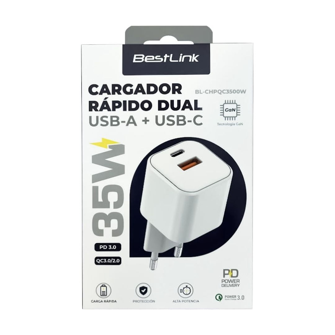 Bestlink - Cargador Carga Rápida 35w Dual Usb-a + Usb-c