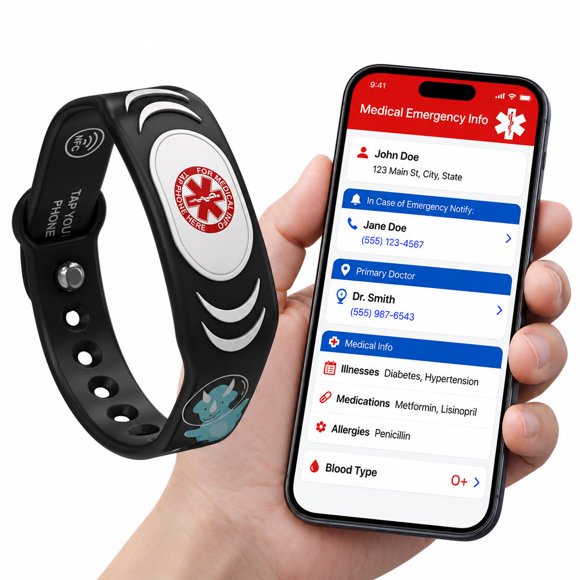 Pulsera SafeTag DinoBand de Identificación Médica Infantil