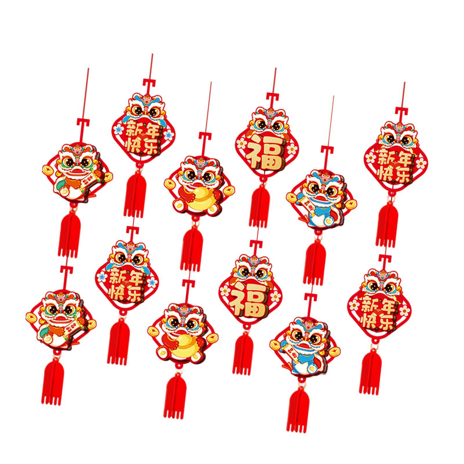 Magideal - 12 Uds. Decoraciones Colgantes De Año Nuevo Chino Decoración Del Festival De Primavera Año Lunar Accesorios Para Fotografía De Fiesta Colgantes De Año Estilo D
