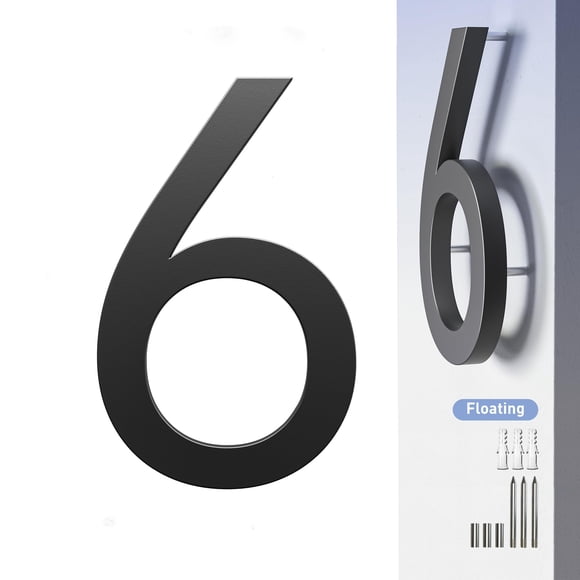 Número 6 negro de metal moderno de 7 pulgadas HANPIU