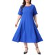 thumbnail image 2 of Agnes Orinda Vestido de Línea A de Manga Corta para Mujer de Talla Grande y Chaqueta de Encaje con Manga 3/4 Floral Abierta al Frente Elegante Conjunto de Vestido Formal de 2 Piezas 1X Azul, 2 of 6