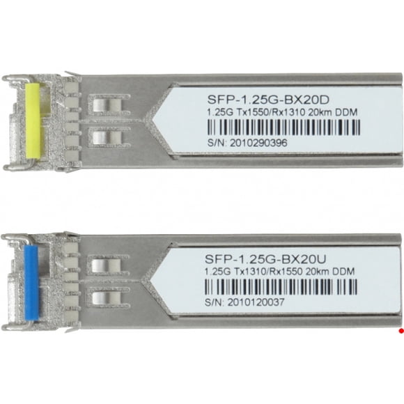 S-3553LC20 Par de transceptores SFP WDM bidireccionales BX20 U+D, 1 canal LC, alcance 20km, 1550nm/1310nm, velocidad 1,25Gbps