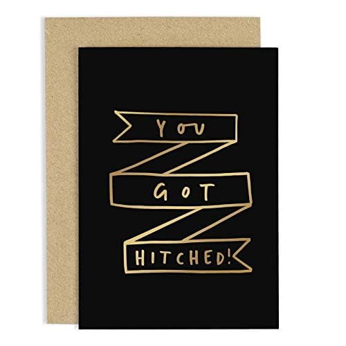 Tarjeta de boda Old English Co. You Got Hitched, tamaño A6, con sobre
