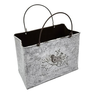 Fliperex - Macetero Florero Maceta Cartera Metálico Frances Le Jardin Blanco