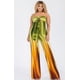 thumbnail image 1 of Saronite Mono con Estampado, Hombros Descubiertos, Pierna Ancha y Pantalones, Color Oliva (Talla Grande para Mujer), 1 of 3