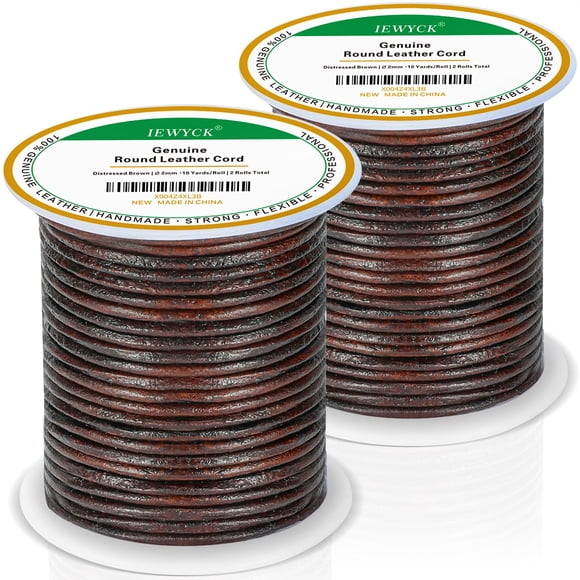 Cuerda de cuero iewyck 2 mm 20 yd Marrón envejecido – Pack de 2