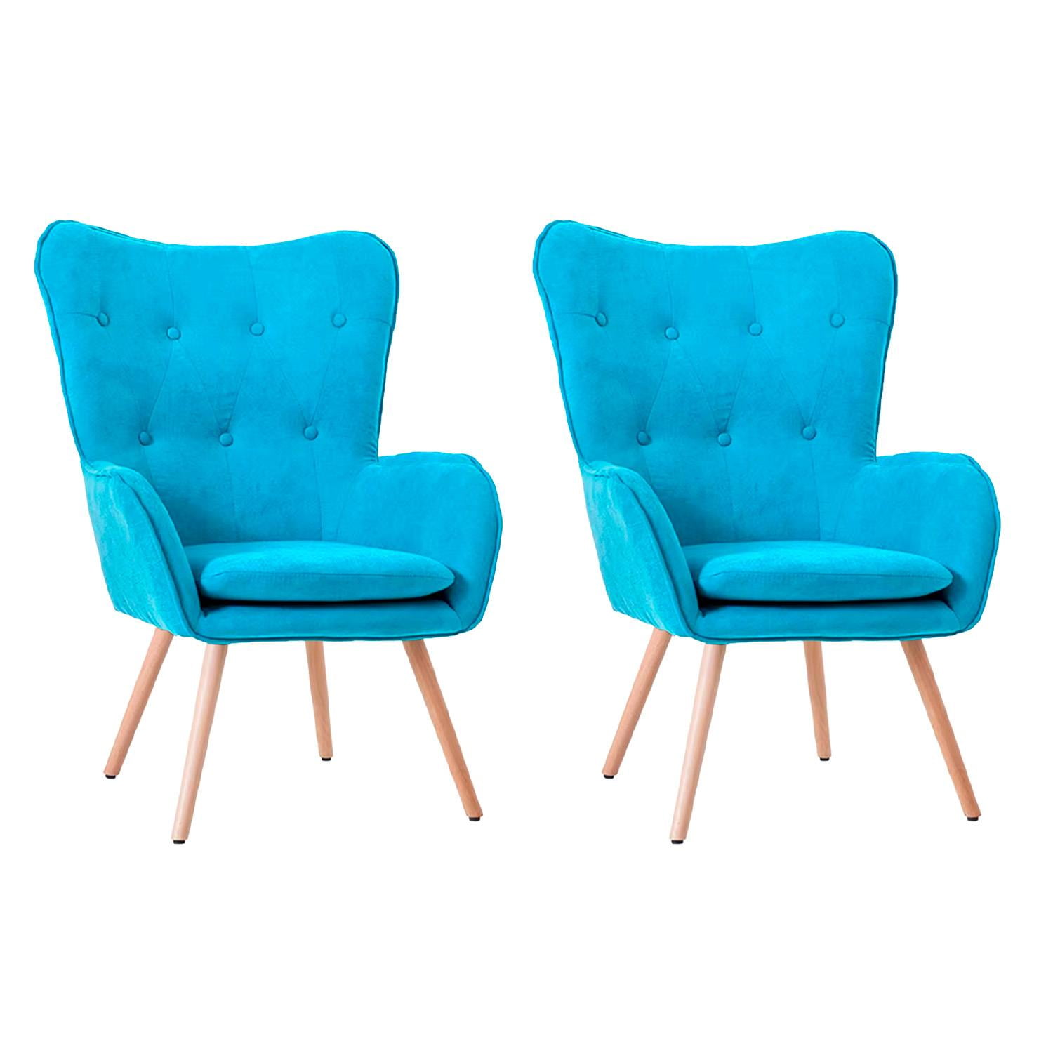 Global Latin Group - Pack 2 Sillón Poltrona Decorativo Con Diseño Nórdico Azul