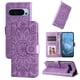 thumbnail image 1 of Funda tipo cartera FOXDOCK para Google Pixel 9 , diseño girasol en relieve, cuero PU, cierre magnético, soporte y tarjetero, 1 of 5