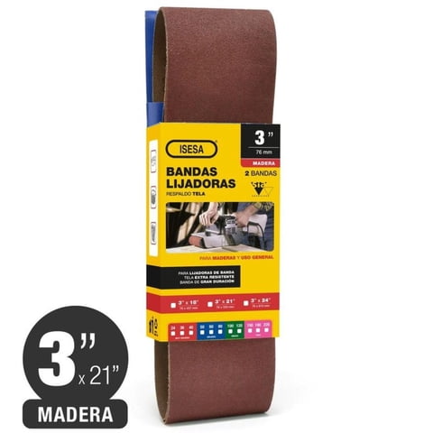 Banda Lija Madera (Pack 2 Unid.) - 3"" X 21"" #120 - Siawood 2920