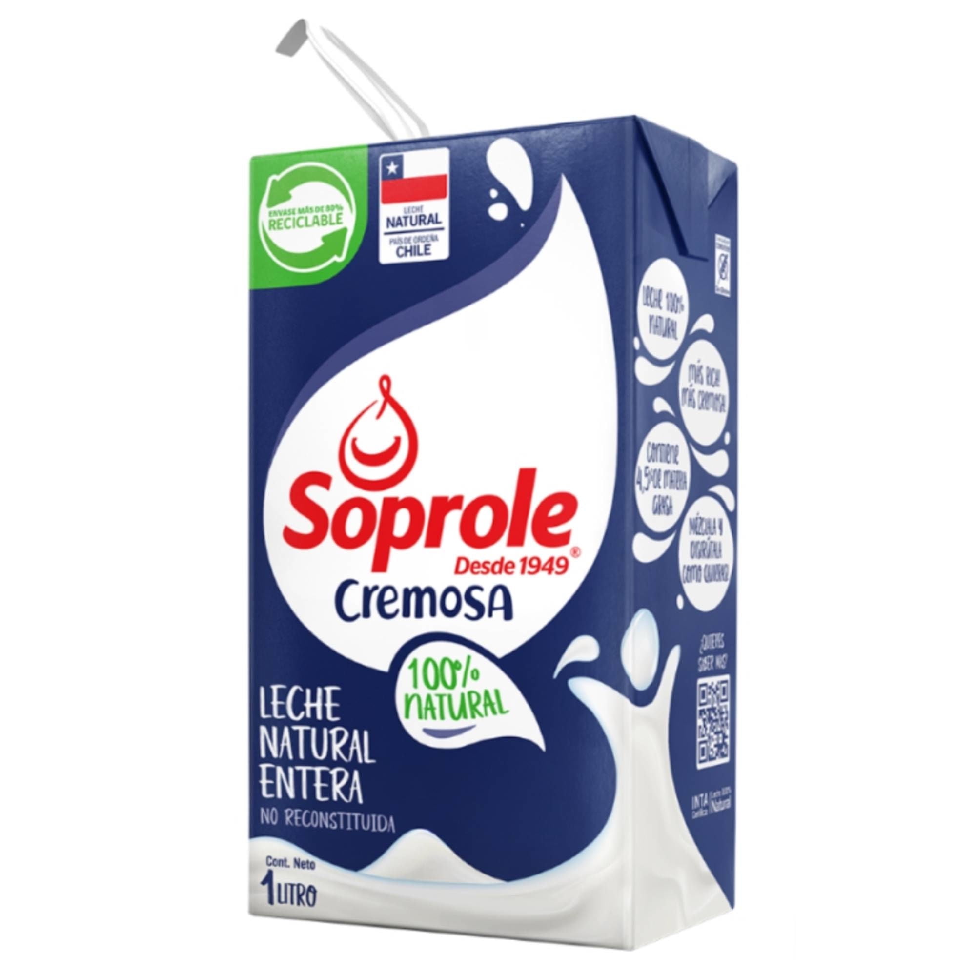 Leche Natural Entera Cremosa 1 L Soprole