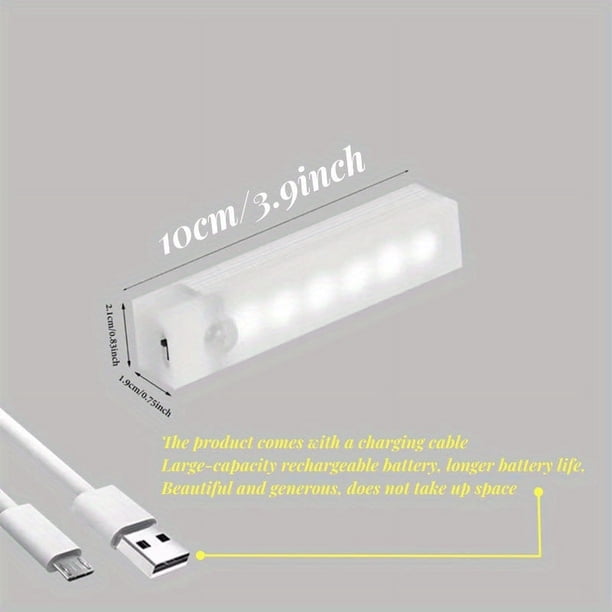 1pc LED Motion Sensor Cabinet Light, Under Counter Closet Lighting, Wireless Magnetic USB Rechargeable Kitchen Night Lights, Battery Powered Operated Light For Wardrobe Closets Cabinet Cupboard Stairs