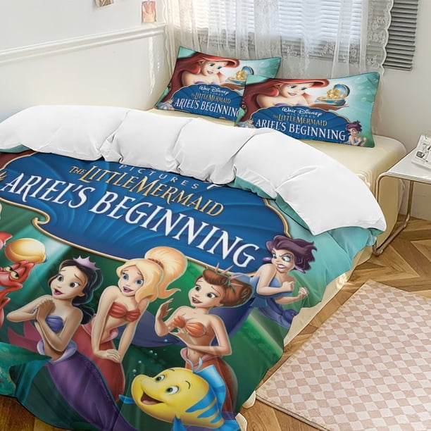 The Little Mermaid 3-Piece Bedding Set Soft Warm And Comfortable Soft Bed Set for Bedroom
