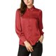 thumbnail image 2 of INSPIRE CHIC Blusa de Satén para Mujer con Mangas Largas Abullonadas, Cuello con Botones, Camisa Elegante para Oficina, Tops de Trabajo Casual de Negocios, L Rojo, 2 of 4
