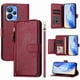 thumbnail image 1 of Funda tipo cartera para Realme 9i 5G con bolsillo con cremallera, tarjetero, soporte, correa para la muñeca y tapa de cuero Rojo, 1 of 5