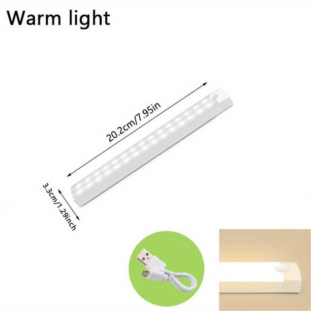 1pc Motion Sensor Cabinet Light, Under Counter Closet Lighting, Wireless Magnetic USB Rechargeable Kitchen Night Lights, Battery Powered Operated Light For Wardrobe Closets Cabinet Cupboard Stairs Cor