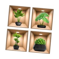 Magideal - 4 Pegatinas De Pared De , Murales Artísticos, Decoración De Pared Con Hojas , Calcomanías De En Maceta Para Dormitorio, Gu Con Macetas Negras