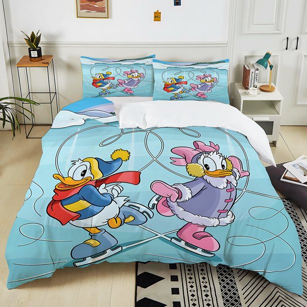 Daisy Duck Donald Duck Printed 3PC Bedding Set Duvet Cover Bed Quilt Cover Bedroom Decor Children Birthday Gift Full Size
