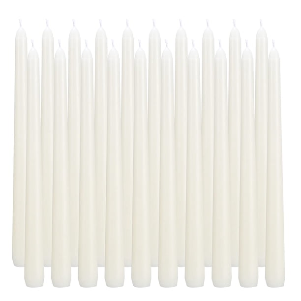 Juego de 40 velas Taper Candles flamecan, color marfil, 25 cm, sin perfume, de 7 a 8 horas