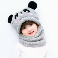 El Edén - Gorro Con Cuello Para Niño/A Diseño Osito, Invierno Talla M Gris