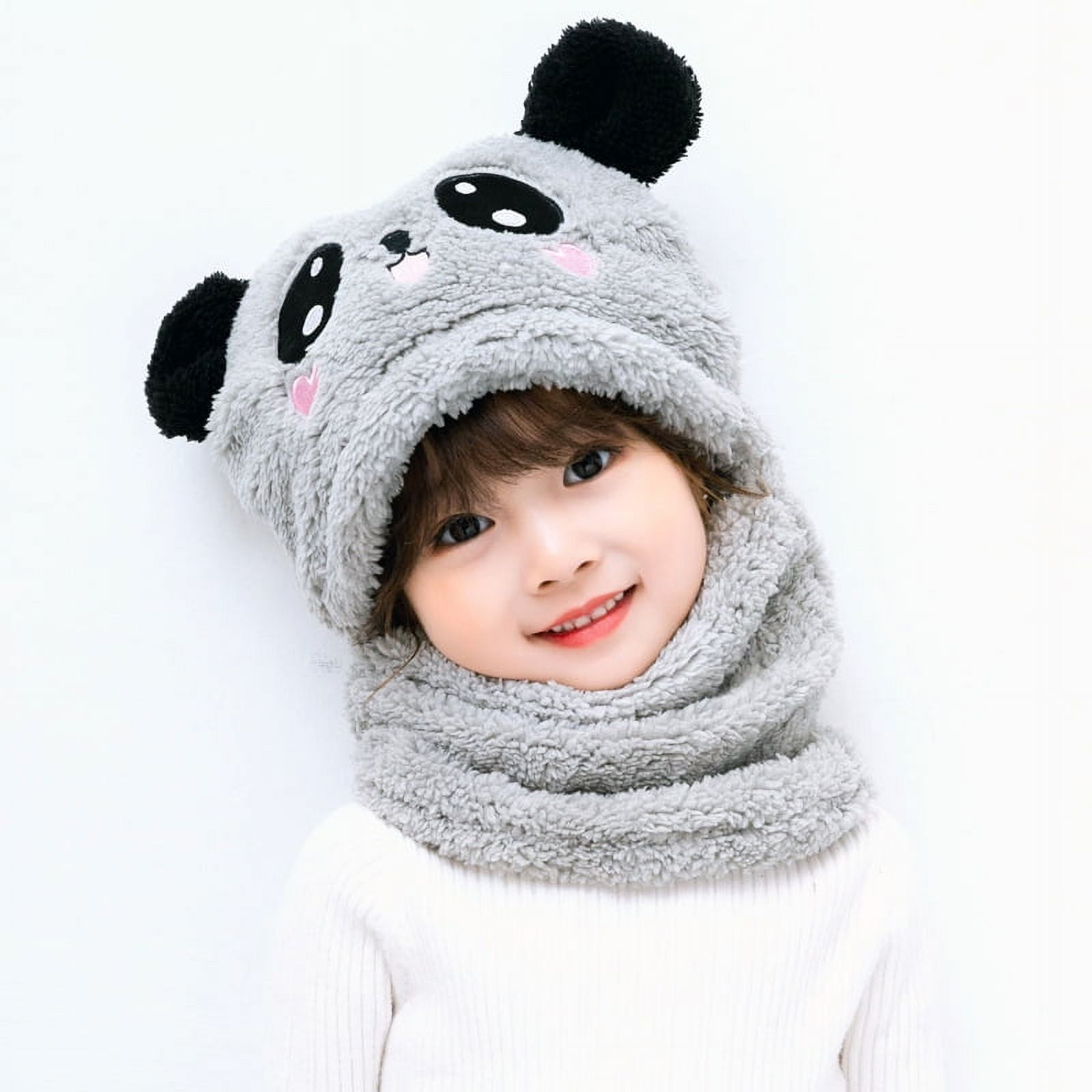 El Edén - Gorro Con Cuello Para Niño/a Diseño Osito, Invierno Talla M Gris