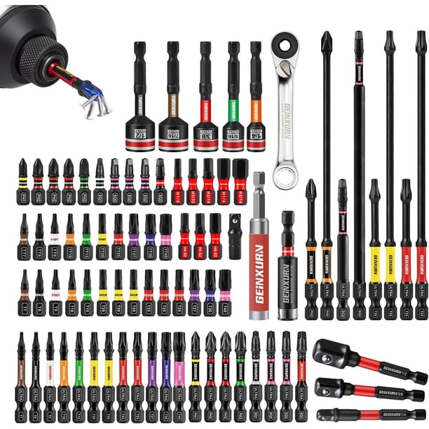 Geinxurn Set de 82 puntas de impacto para destornillador, magnéticas de acero S2