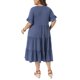 thumbnail image 3 of Agnes Orinda Vestidos de Muñeca para Mujer Talla Grande Escuela Colegio Cuello en V Manga con Volantes Verano Vestido con Vuelo en Capas con Bolsillos 2X Azul Marino, 3 of 5