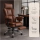 thumbnail image 2 of Silla Oficina Ejecutiva Ergonómica Reclinable Con Reposapiés Marrón Cuero Sintético, 2 of 8