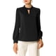 thumbnail image 1 of INSPIRE CHIC Blusa de Mujer con Cuello Alto, Plisada, Botón de Ojal, Talla M, Color Negro, 1 of 7