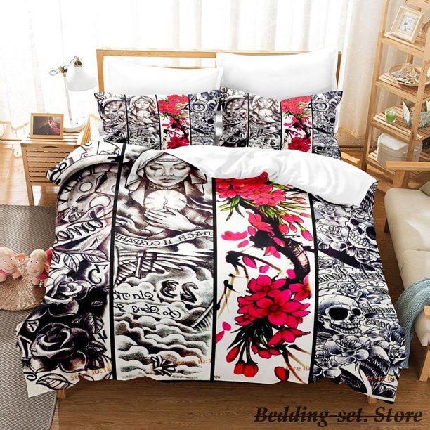 Tattoo Nun Bedding Set Bed Set Aldult Kid Bedroom Duvetcover Setsparure de lit Bed