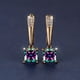 thumbnail image 1 of Square Cut Black Stone Emerald Earrings 18K Gold Plated Ornament For Women Daily Decor Jewelry, 1 of 3
