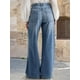 thumbnail image 2 of Pantalones vaqueros anchos con forma de flamencos, cintura media, punto holgado, para mujer, 2 of 3