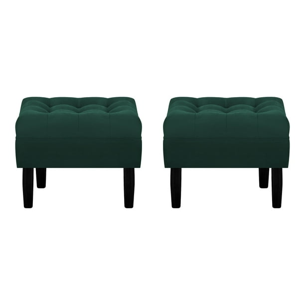 Set Pouf Wood 1c Felpa 00 Verde Botella