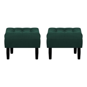 Bodevir - Set Pouf Wood 1C Felpa 00 Verde Botella