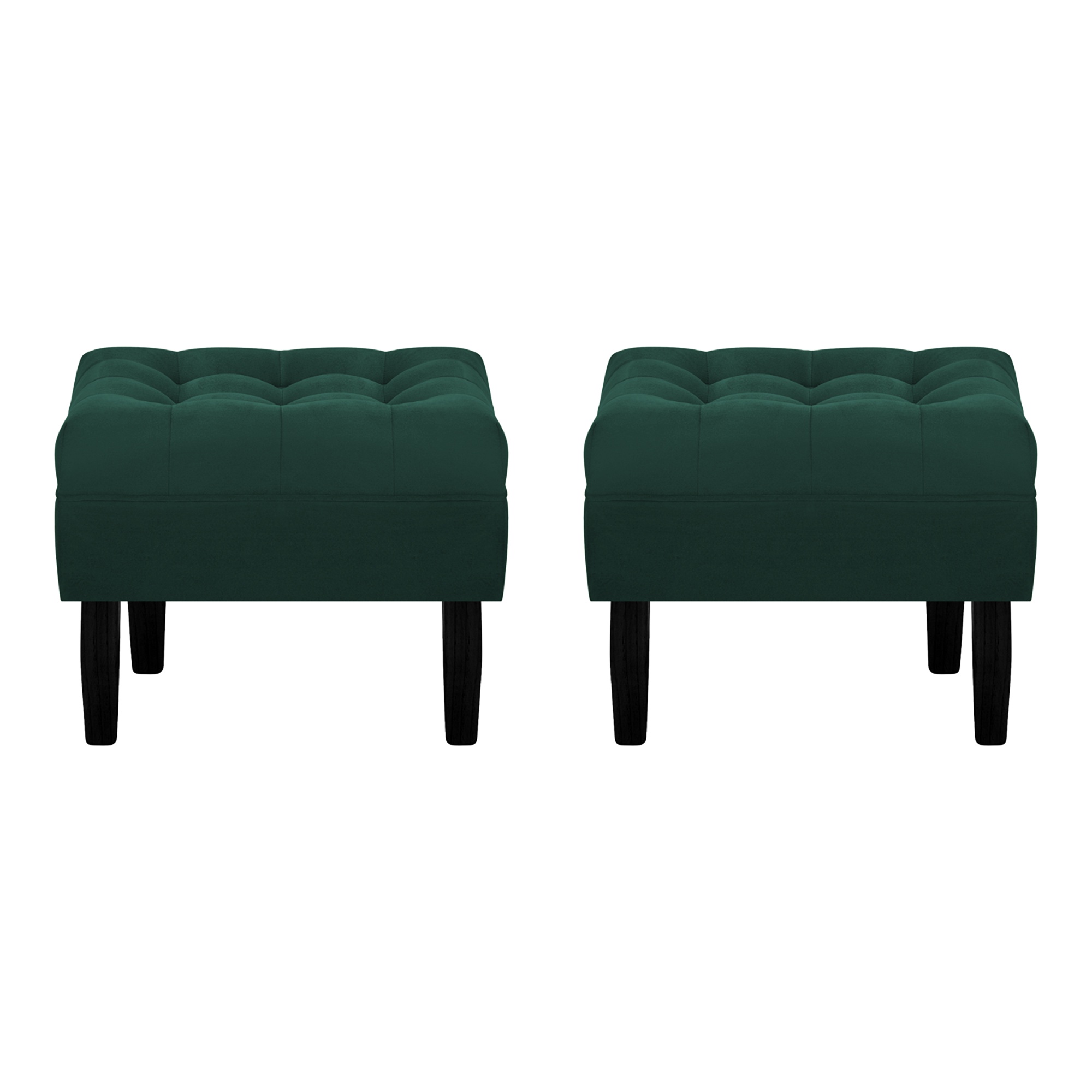 Bodevir - Set Pouf Wood 1C Felpa 00 Verde Botella