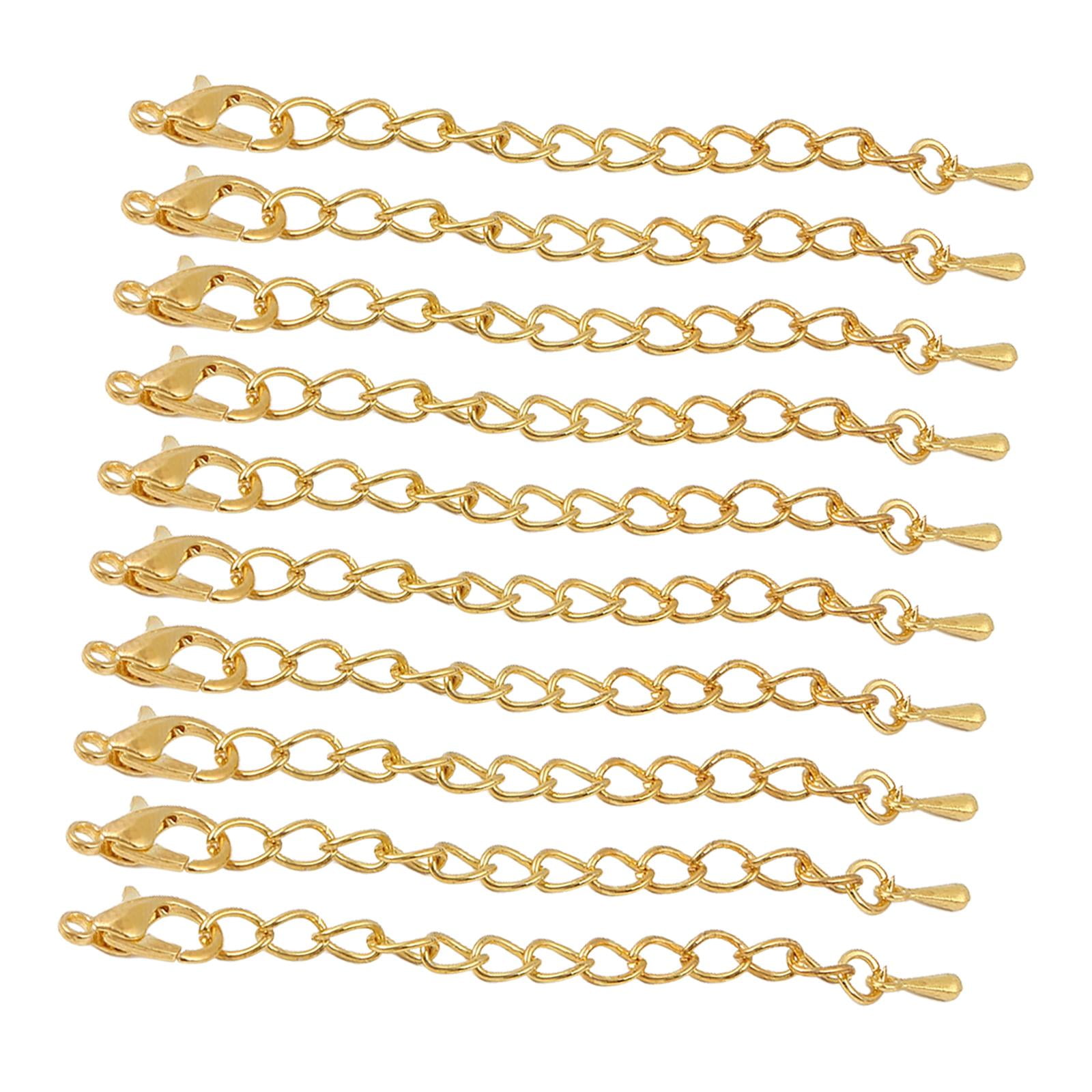 Bothyi - 10x Extensor De Cadena, Accesorios Para Hacer Joyas, Regalos De Vacaciones, Pulsera, Collar Dorado