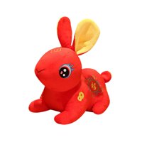 Magideal - Adorable 2023 Año Nuevo Lunar Chino Simulación Animal De Peluche, Conejo De Peluche De Juguete Cojín Estatuilla De Conejo Para Decoración De Bodas Y , Rojo